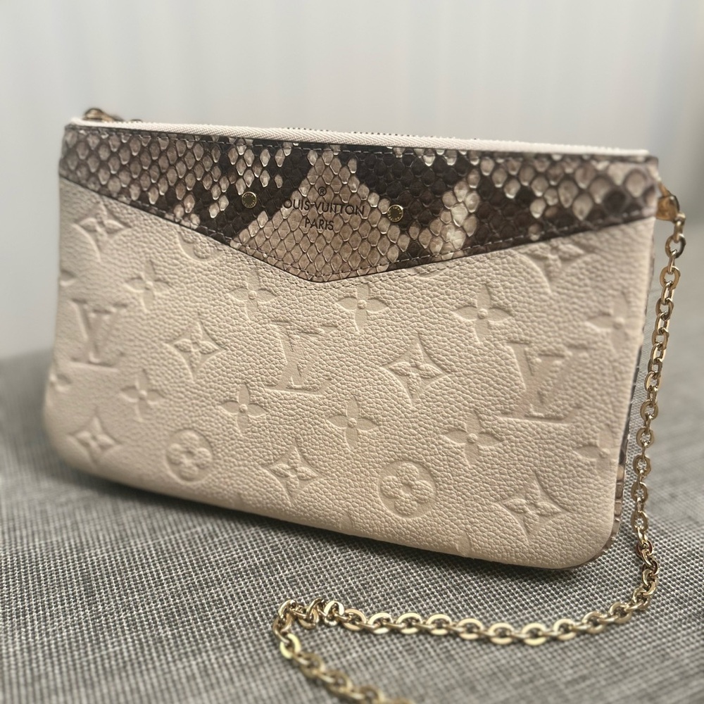 Louis Vuitton Monogram Empreinte Exotic Leather Pochette Double Zip Bag (NWOT)